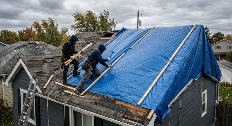 Storm Damage Roof Tarping in Ambler, PA